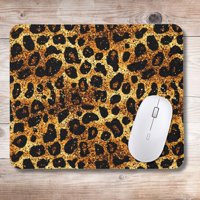 Mousepad Luxury Glitter Gold Brown Rust Leopard Pattern (Criador carregado)