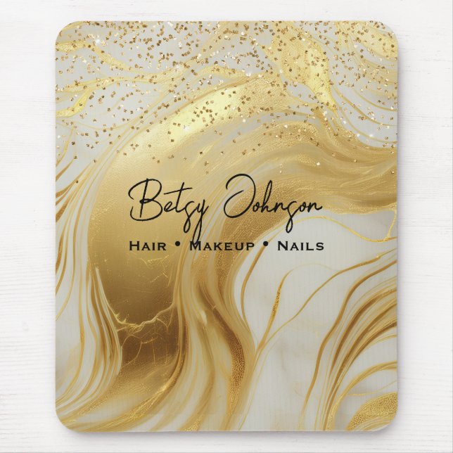 Mousepad Luxury Ivory Marble Gold Glitter (Frente)