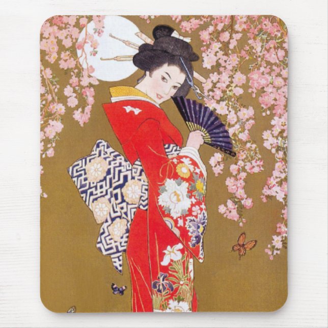 Mousepad Luz-da-lua e flores de cereja (Frente)