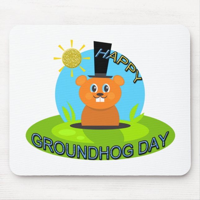 Mousepad Luz do sol feliz do dia de Groundhog (Frente)