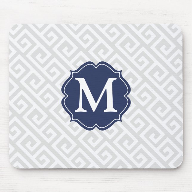 Mousepad Luz elegante - chave grega cinzenta personalizada (Frente)