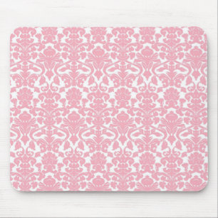 Mousepad Luz floral do vintage - damasco cor-de-rosa