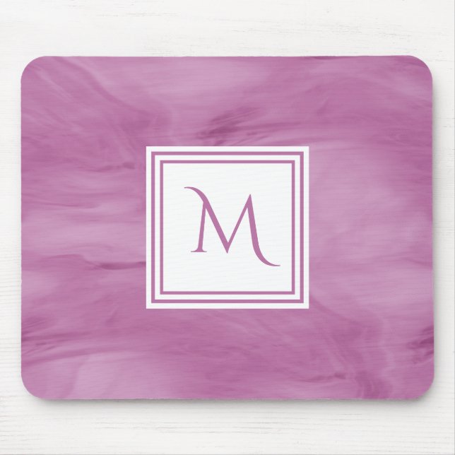 Mousepad Luz simples - monograma moderno de mármore subtil (Frente)