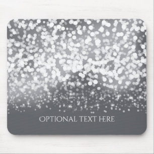 Mousepad Luzes Brilhantes Românticas Prata Glamour Moderno
