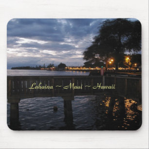 Mousepad Luzes da cidade de Lahaina ao pôr do sol