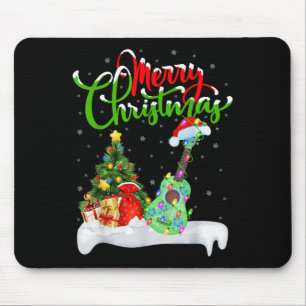 Mousepad Luzes de árvore de Natal Chapéu de Papai Noel Ukul