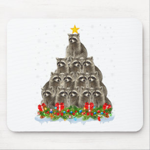 Mousepad Luzes de árvore de Natal de guaxinim chapéu de Pap