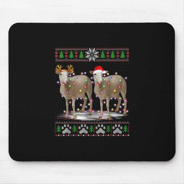 Mousepad Luzes de árvore de Natal de ovelha | Presente para (Frente)