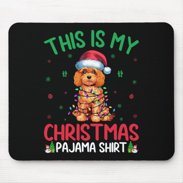 Mousepad Luzes de árvore feia do Xmas Papais noeis Apoo Cão (Frente)