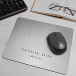 Mousepad Luzes de Cadeia de Chuva de Prata Personalizadas<br><div class="desc">Mousepad personalizado por chic exibe seu nome,  nome comercial ou a escolha de texto personalizado em letras negras clássicas em um fundo ombre de cinza pálida adornado com fios de luzes falso prateadas.</div>