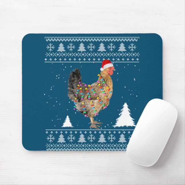 Mousepad Luzes de frango com pijama de Natal do Papai Noel (Com mouse)