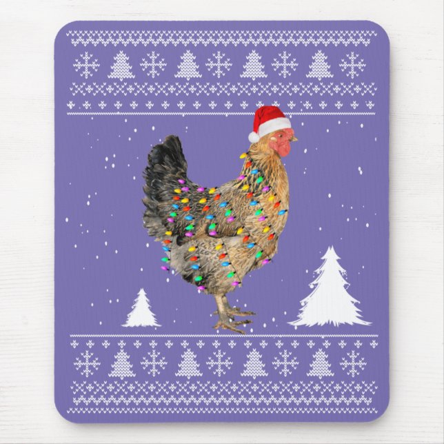 Mousepad Luzes de frango com pijama de Natal do Papai Noel (Frente)