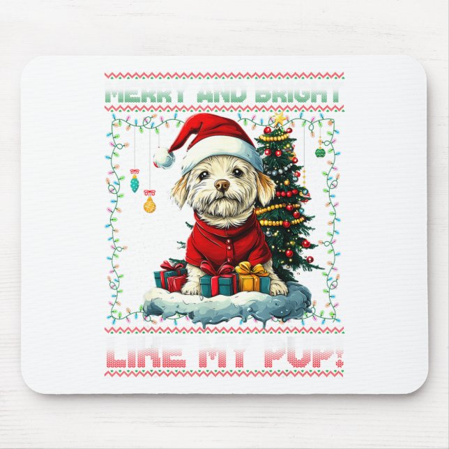 Mousepad Luzes de Natal Árvore de Natal Decorações Cachorro (Frente)