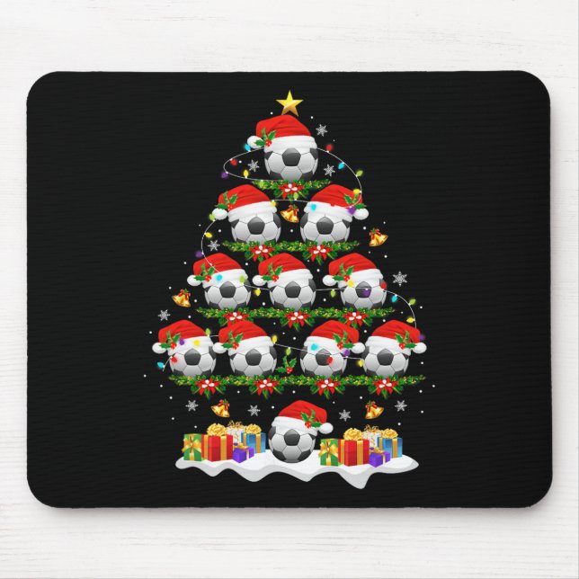 Mousepad Luzes de Natal de Futebol Árvore de Natal Engraçad (Frente)
