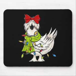 Mousepad Luzes de Natal de Galinha Silkie Coquete Animais d