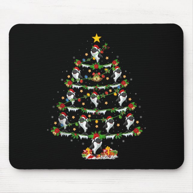 Mousepad Luzes de Natal de Orca Árvore de Natal Engraçado A (Frente)