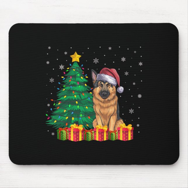 Mousepad Luzes de Natal de Santa Hat German shepherd Feia (Frente)