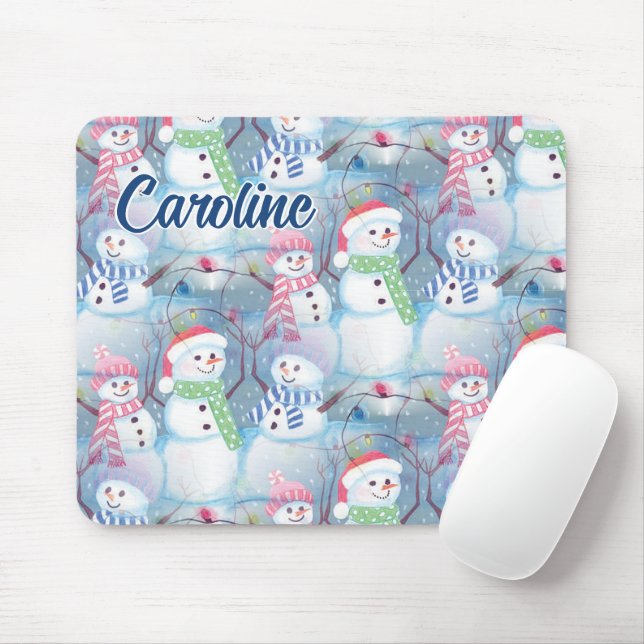 Mousepad Luzes de Natal em Cordão com Bonecos de Neve Diver (Com mouse)