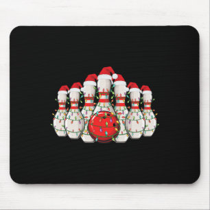 Mousepad Luzes de Natal engraçadas de boliche Amante de bol