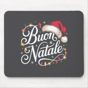 Mousepad Luzes de Natal Família Italiana Chapéu Vermelho de