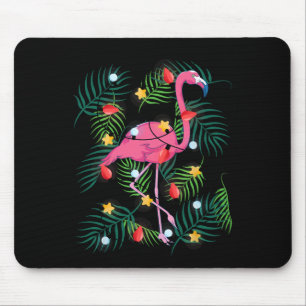 Mousepad Luzes de Natal Flamingo Havaí Divertido Tropical N