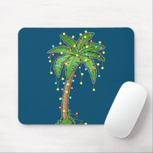Mousepad Luzes de Natal Palm Tree Beach Funny Tropical
