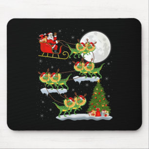 Mousepad Luzes de Natal Papai Noel Montando Dinossauro Dilo
