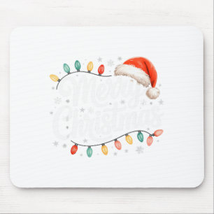 Mousepad Luzes de Natal Vermelha Chapéu de Papai Noel Natal
