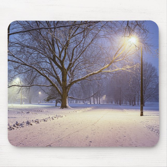 Mousepad Luzes de rua e cobertas de neve (Frente)