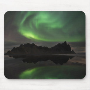 Mousepad Luzes do Norte Praia Vestrahorn Hofn, Islândia