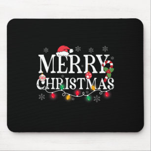 Mousepad Luzes Feliz Natal Chapéu do Papai Noel Natal Famíl