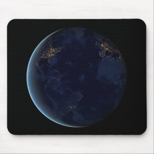 Mousepad Luzes noturnas no planeta Terra (hemisfério ocide