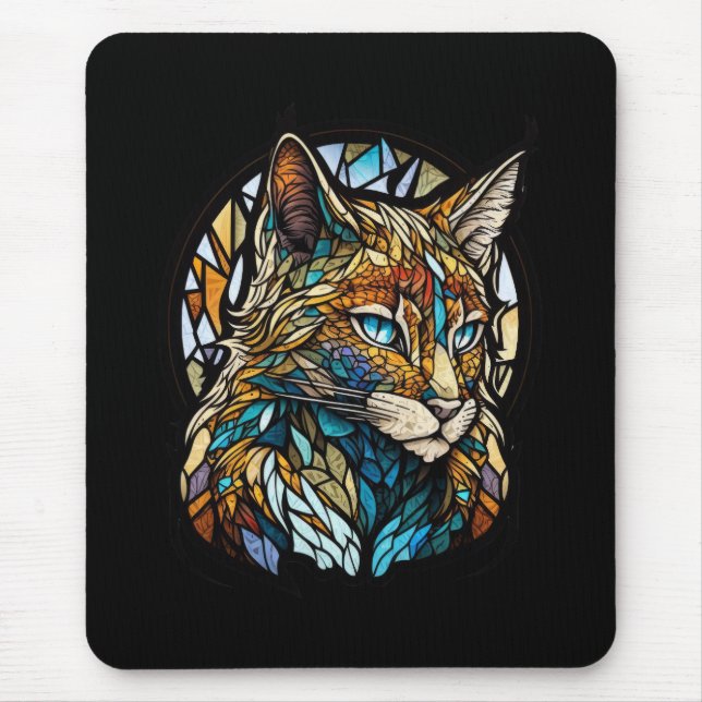 Mousepad Lynx Animal Portrait Vidro Escondido Floresta Selv (Frente)