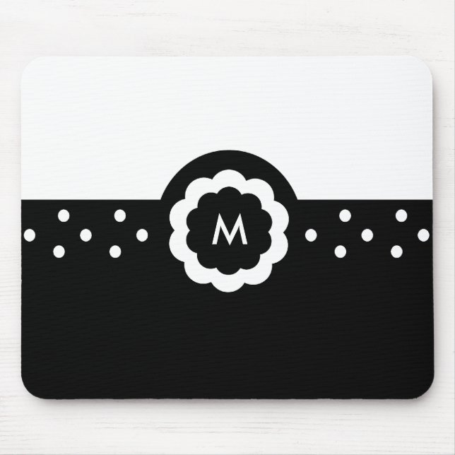 Mousepad M : Monograma M Bloco de Mão Preto e Branco Pontil (Frente)