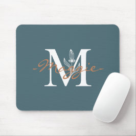 Mousepad M Monograma Magnético de Turquesa inicial Elegante