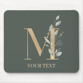 Mousepad M Monograma Placa Personalizada Floral para Mouse