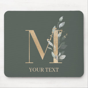 Mousepad M Monograma Placa Personalizada Floral para Mouse