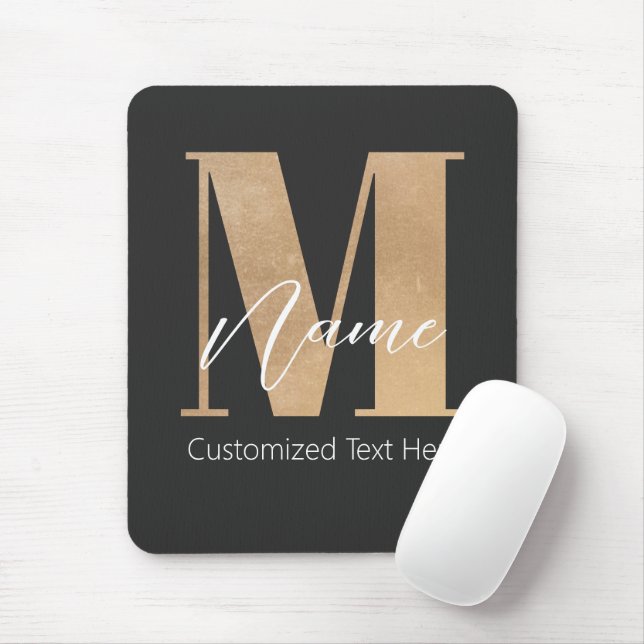 Mousepad M & Name Iniciais Monogramados Modernos Personaliz (Com mouse)