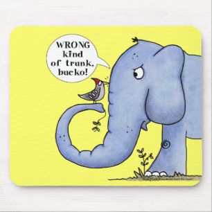 Mousepad Má compreensão do elefante e do pica-pau