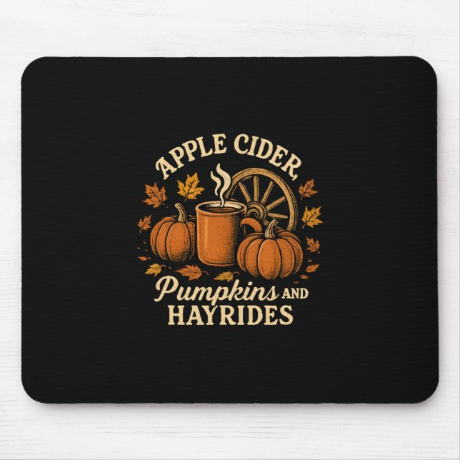 Mousepad Maçã Cider Abóboras E Passeios de Carroça Fofo Out (Frente)