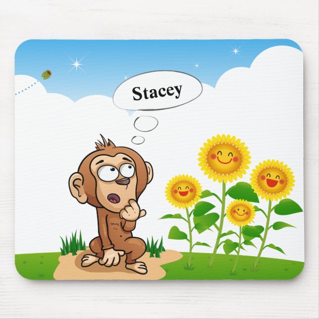 Mousepad Macaco Com Girassóis Amarelos (Frente)
