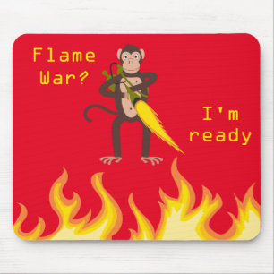 Mousepad Macaco com lança-chamas na Internet