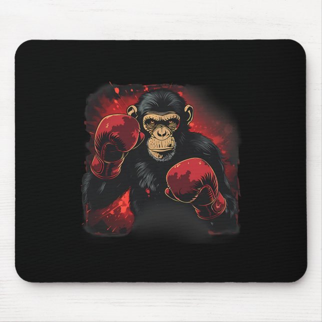 Mousepad Macaco de Boxe com Luvas de Boxe Kickboxing Engraç (Frente)