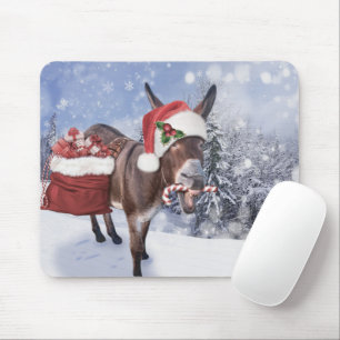 Mousepad Macaco de Natal com chapéu vermelho engraçado