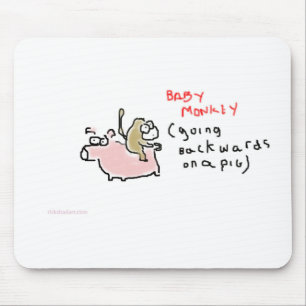 Mousepad Macaco do bebê (que monta para trás em um porco)