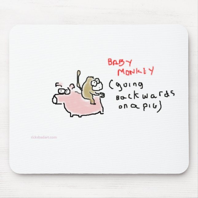 Mousepad Macaco do bebê (que monta para trás em um porco) (Frente)
