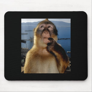 Mousepad Macaco Engraçado Pensando Meme Macaco Curioso Rota