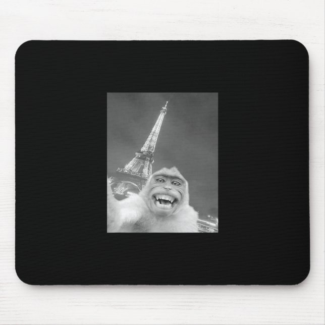 Mousepad Macaco Engraçado Selfie Torre Eiffel Em Paris Home (Frente)