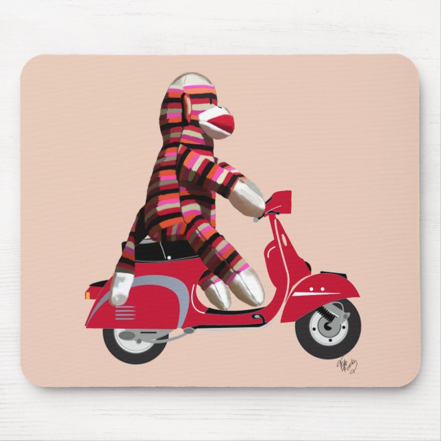 Mousepad Macaco-meia em Red Moped (Frente)