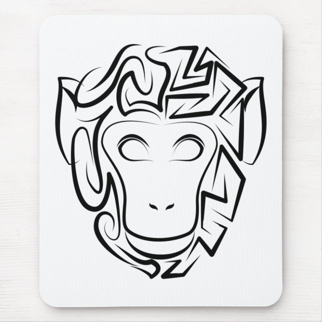 Mousepad Macaco preto e branco tribal (Frente)